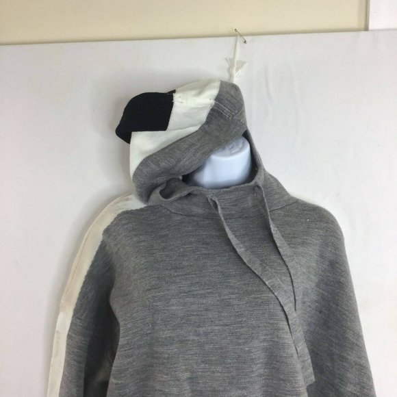 Tommy Hilfiger Women's Gray Black Stripes Textured Logo Hoodie Sweatshirt Size L - Picture 8 of 11